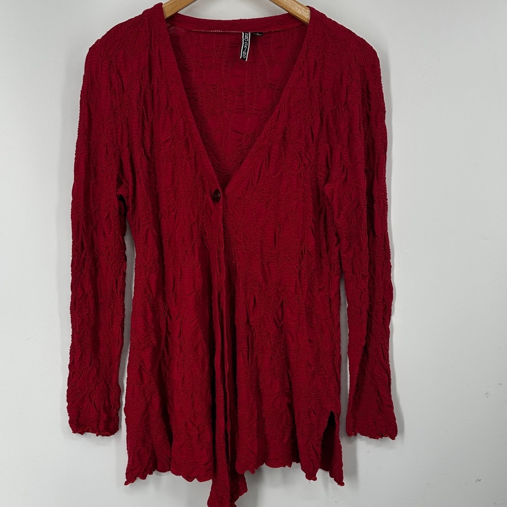 SNO SKINS Red Textured Knit Cardigan